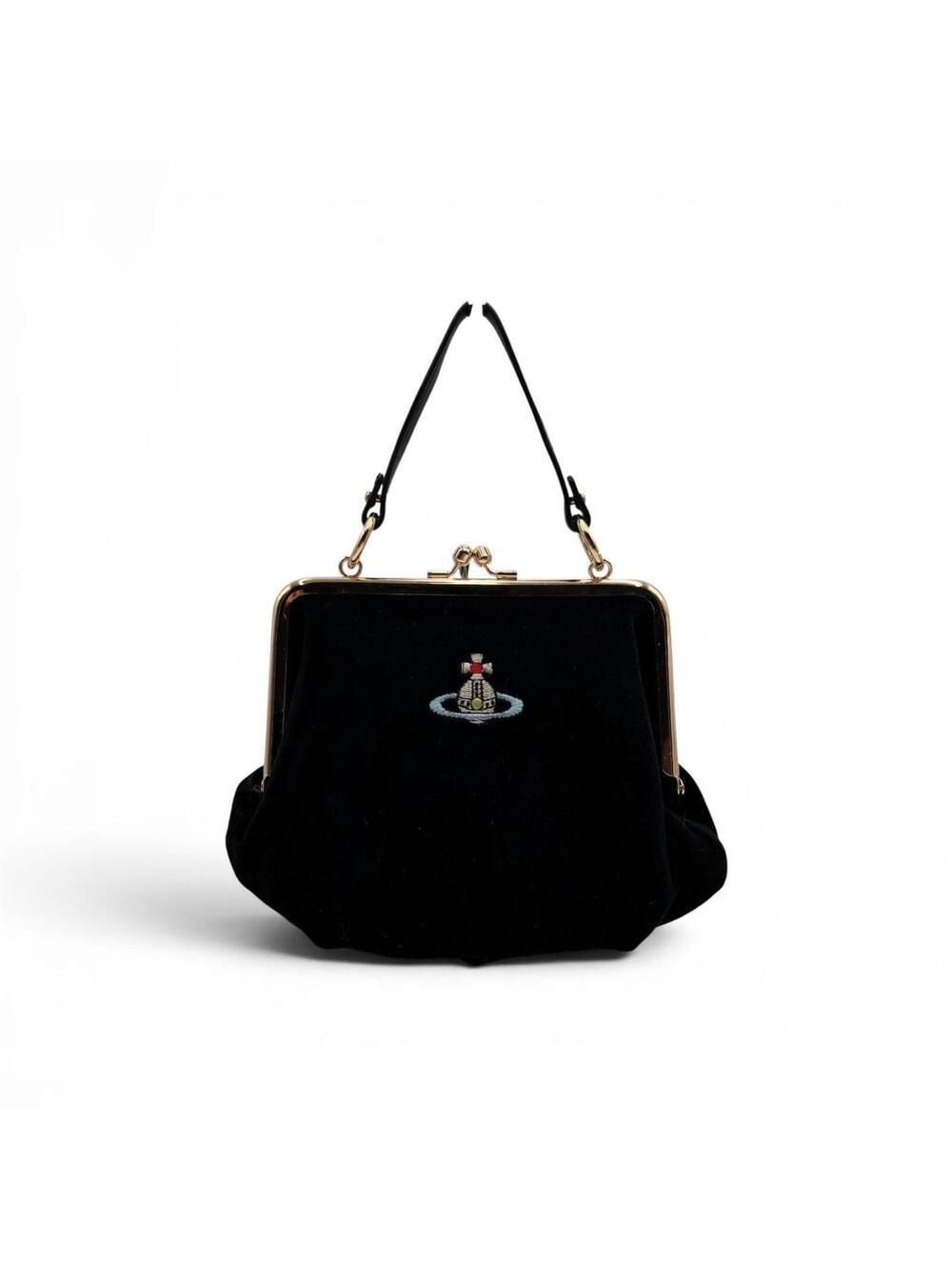 Vivienne Westwood Orb Embroidered Velvet Granny Bag with Chain Strap